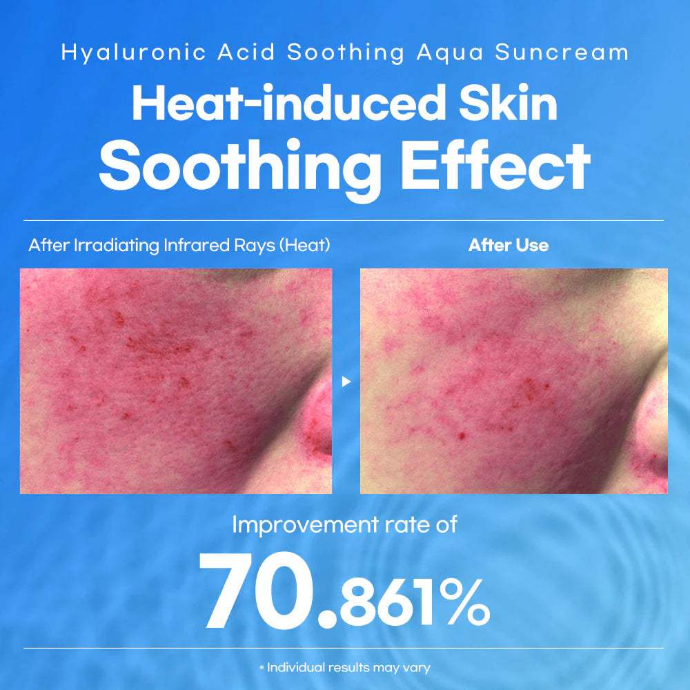 Vegan Lesimo Hyaluronsäure Beruhigende Aqua-Sonnencreme (LSF 50+, PA++++), Sonnencreme für den täglichen Gebrauch, UV-A- und UV-B-Schutz, unsichtbare koreanische Sonnencreme für das Gesicht ohne weißen Film, 60 ml
