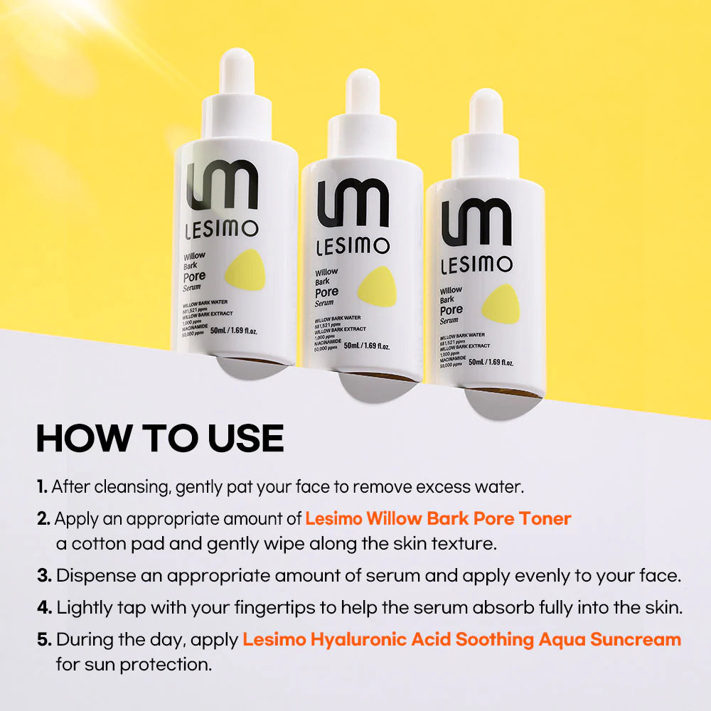 Lesimo Weidenrinden-Porenserum, Poren, strukturiert, uneben / vegan und tierversuchsfrei, 50 ml