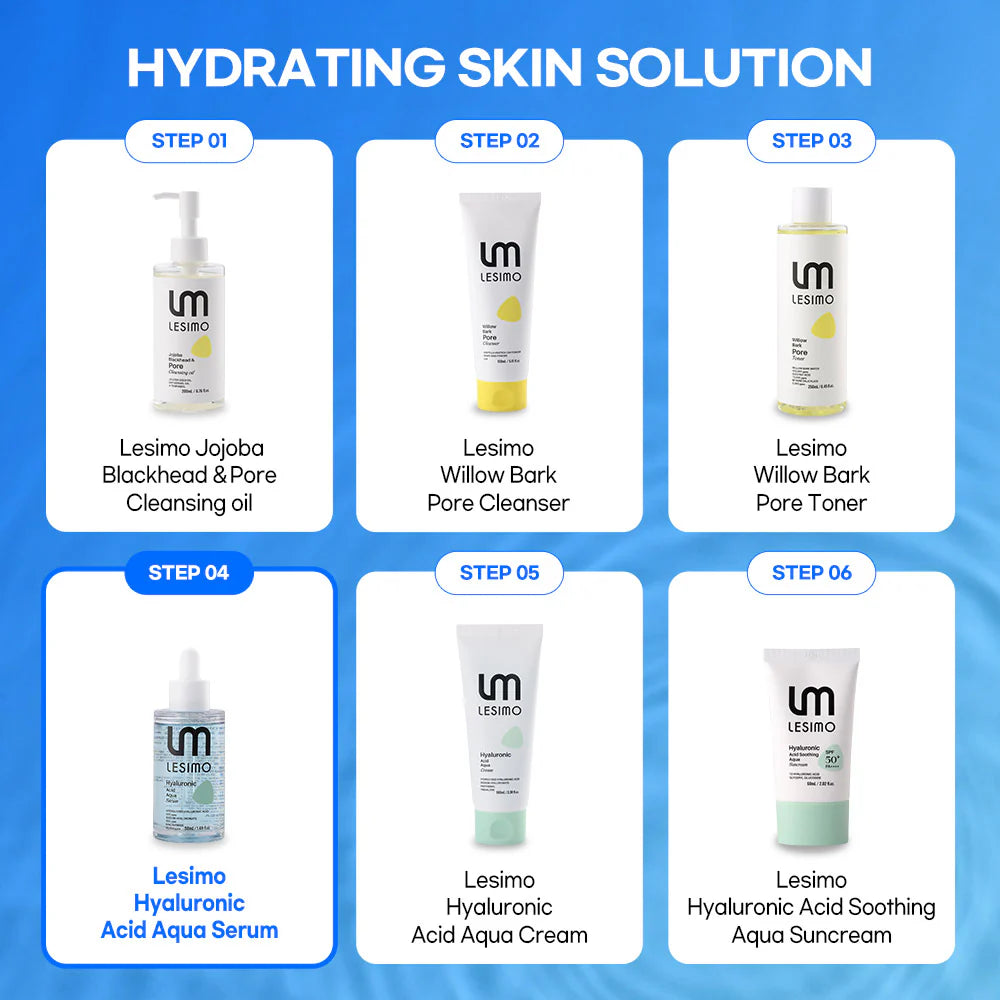 Lesimo Hyaluronsäure-Aqua-Serum, feuchtigkeitsspendendes Feuchtigkeitsserum, konzentrierte Anti-Aging-Feuchtigkeitscreme für trockene Haut, 50 ml