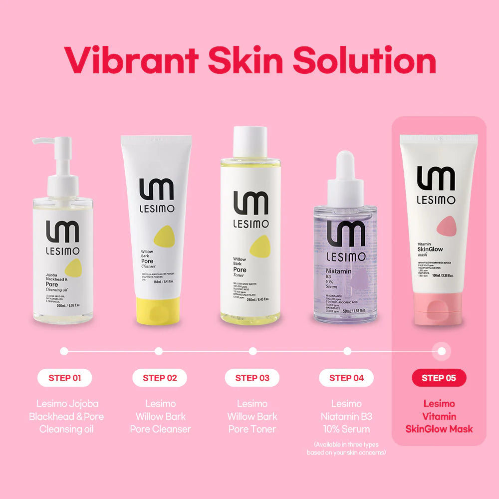 Lesimo Vitamin SkinGlow Mask 3,38 fl.oz. (100 ml)*2, Hydrolysierte Kollagen-Wickelmaske, Peel-off-Maske, Gleicht den Hautton aus, Koreanische Hautpflege