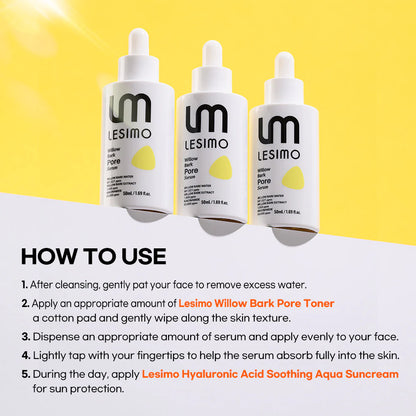 Lesimo Weidenrinden-Porenserum, Poren, strukturiert, uneben / vegan und tierversuchsfrei, 50 ml